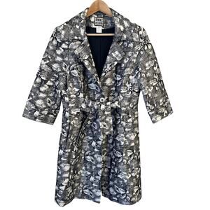 Anni Kuan 100% Silk‎ Embroidered Jacket Womens 8 Designer USA Artsy Avant Garde